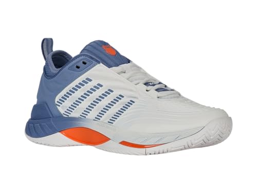 K-Swiss Men's Hypercourt Supreme 2 Tennis Shoe, Lucent White/Infinity/Scarlet Ibis, 8.5 M