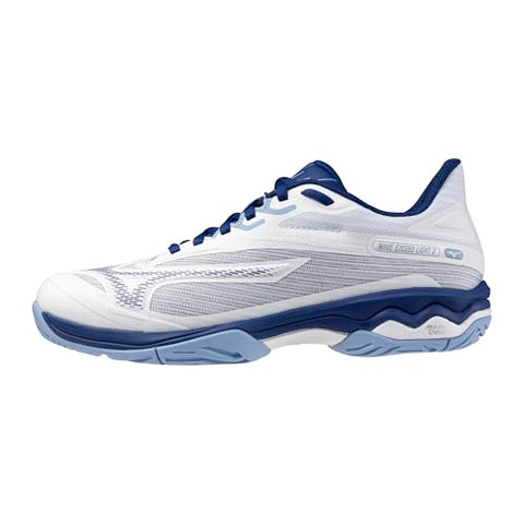 Mizuno Wave Exceed Light 2 AC Women's Tennis Shoe,All Court Shoe, White-Bellwether Blue, US Womens 6