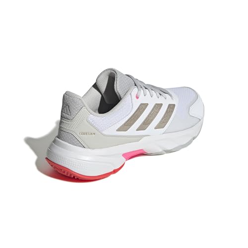Adidas Womens Courtjam Control 3 Tennis, White/Iron Metallic/Lucid Red, 11.5