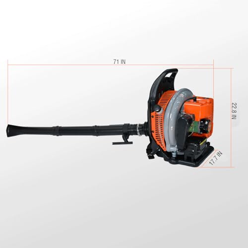 RIDALIYA 63CC Gas Leaf Blower, 3.2HP Backpack Blower with 660 CFM Air Volume and 200 MPH Wind Speed, Powerful 2-Stroke Engine for Heavy-Duty Lawn, Yard, and Parking Lot Cleanup