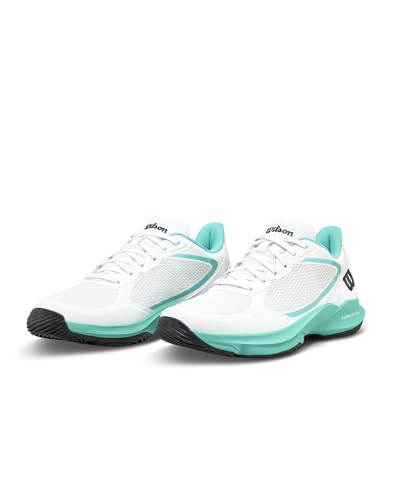 WILSON Hurakn Lite Women's Padel Shoe - White/Turquoise/Black, Size 9.5 US