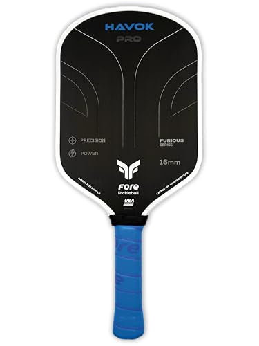Havok Pro Pickleball Paddle: Carbon Fiber Surface for Enhanced Power, Precision and Maximum Spin - Large Sweet Spot and USAPA Approved - Blue