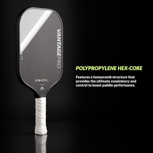 PIKKL VantagePro Carbon Fiber Pickleball Paddle (Black, 16 mm)