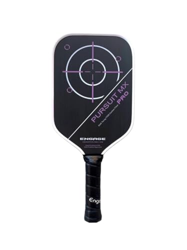 Engage Pursuit Pro MX Pickleball Paddle – Elongated Shape, Raw T700 Toray Carbon Fiber Face, 13mm Control Pro “Black” Core (Deep Magenta, Light (7.5-8.0oz))