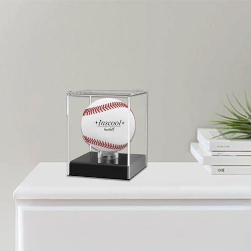 Inscool Acrylic Baseball Display Case, UV Protected Clear Display Cube, Memorabilia Baseball Case (Rounded Base)
