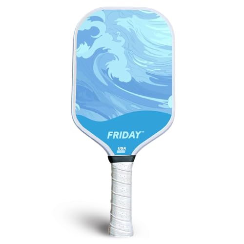 Friday Pickleball Paddle, USA Pickleball Approved, Durable Carbon Fiber, Thermoformed Unibody Design, Honeycomb Core, Gritty Surface for Spin (Blue Sky, 1 Paddle)