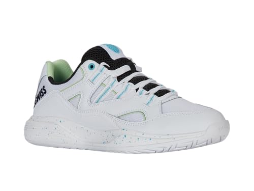 K-Swiss Women's Tura Team Pickleball Shoe, White/Paradise Green/Black, 6.5 M