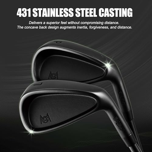 PGM 19 Piece Men's Complete Golf Club Sets - Ultra-Thin Face Titanium Driver (0.85+ COR), High COR Fairway Woods, Forged Irons, Precision CNC Milled Putter, with Stand Bag - Right Handed -Regular
