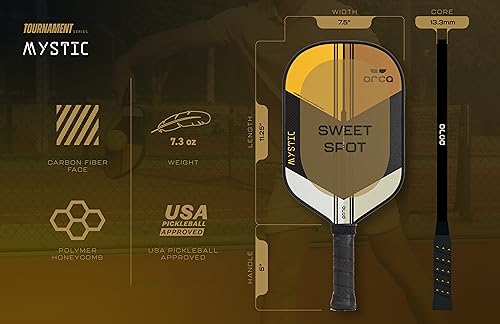 Orca Pickleball Paddles, Mystic Carbon Fiber Pickleball Paddle, USAPA Approved, Ultimate Control & Precision