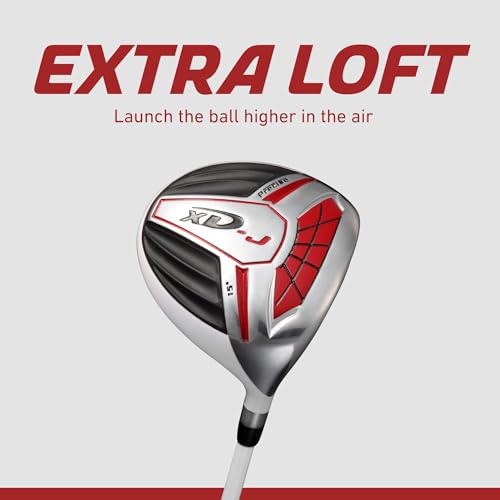 Precise XD-J Kids Golf Clubs Set – Boys’ & Girls’ Junior Golf Set with Lightweight Graphite Shafts, Hybrid, Putter & Stand Bag - Red Ages 6-8 – Right-Handed