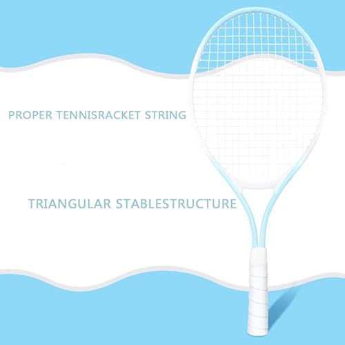 NEWSNOW Children's Tennis Racket for 2 Players, Suitable for Beginners, pre Worn 27 inch Lightweight Children's Racket, Suitable for Boys and Girls, Equipped with Tennis (Blue)