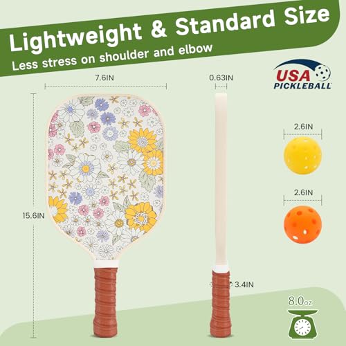 Pickleball Paddles, USAPA Approved Pickleball Paddles Set of 2, Durable Fiberglass Pickleball Set with 2 Pickleball Rackets, 4 Pickleball Balls, 1 Pickleball Bag