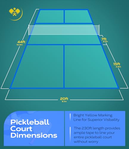 Mibhuvan Pro Pickleball Court Tape 2" x230ft- Temporary Court Lines Tape, No Residue Removable Sports Tape for Indoor/Outdoor, Quick Setup with Blue Tape
