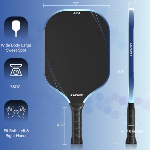 Pickleball Paddles Set of 2 - Graphite Carbon Fiber Pickle Ball Paddle Composite -USAPA Approved Pro Pickle Racket -14mm Lightweight PP Honeycomb Core -Men's and Women's Outdoor Game Gift Set/Blue