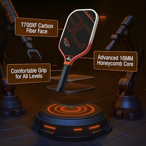 Blue Cut Pickleball Paddle – USAPA Approved Pickleball Paddles Racket with T700 Carbon Fiber, 16mm Honeycomb Core, Spin Surface, Pro Power Speed & Control – Includes Carry Bag