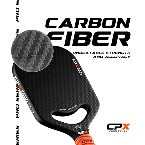 CPX Pro Carbon Fiber Pickleball Paddle - Professional Grade, Matte Finish, 19mm Honeycomb Core, Tennis Style Grip - Edgeless Paddle Designed in Chicago, USA (White)