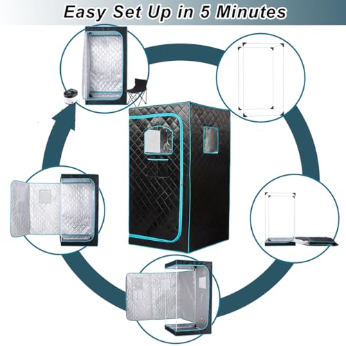 AURGOD Portable Steam Sauna– Red Light Therapy Home Sauna Tent with 3L & 1500W Steamer, Remote Control Time & Temperature Settings, Foldable Chair Included for Relaxation