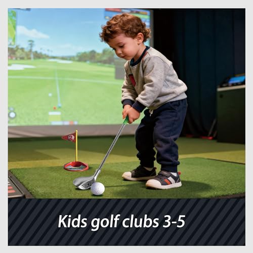 Tontiaty Kids Golf Clubs Set for 3-8 Years Old, Adjustable, Indoor & Outdoor, Includes 3 Clubs, 2 Golf Holes with Flags, 2 Tees, 6 Balls, Sports Toy for Boys Girls Birthday