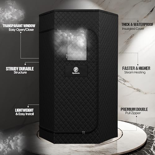 Opulencio Portable Sauna and Cold Plunge Combo - Spacious at Home Sauna Box with Ice Tub, Portable Steam Sauna Tent with 3L Steamer, Fast Heating with 9 Levels, Chair, Remote, 5.9' x 2.9' x 2.9'