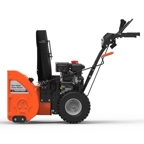 Yard Force More Info YF24-DS21-GSB2 24" Dual-Stage Snow Blower, 208cc Briggs & Stratton Engine, Electric Start, Clears 21” Deep Snow, LED Light