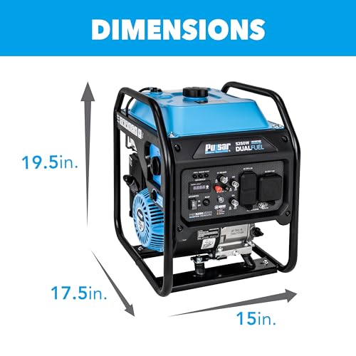 Pulsar PGX5250BiXCO 5250W Dual Fuel Inverter Generator – Gas & Propane, CO Sentry, RV Ready 30A Outlet, Digital Display, Portable Quiet Power for Home Backup, Camping & Jobsite