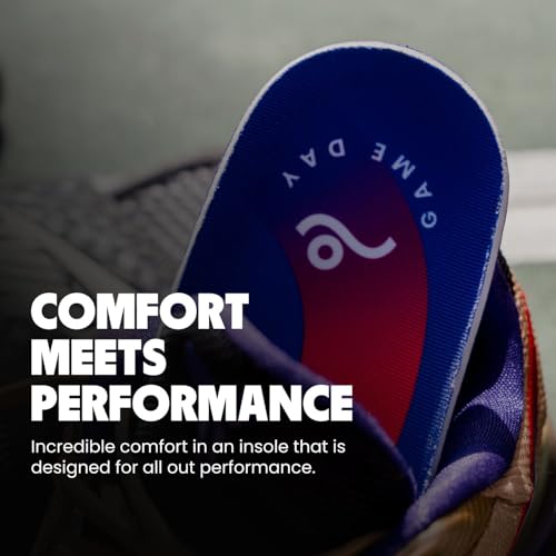 Move Game Day Performance Insoles - for Plantar Fasciitis, Arch Support, Basketball, Active Lifestyle, Running, and Athletics - Composite Heel and Reactive Stability (M 10-10.5 / WM 11.5-12)