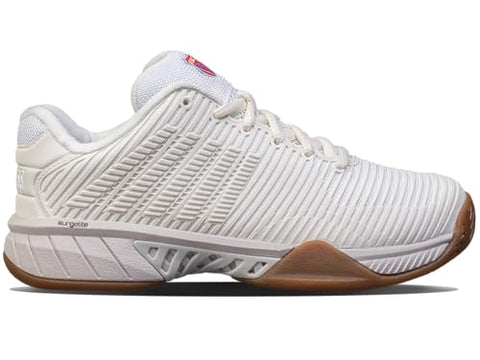 K-Swiss Women's Hypercourt Express 2 Indoor Tennis Shoe, Bright White/Gum, 8 M