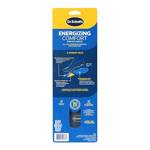 Dr. Scholl’s Energizing Comfort Men’s Everyday Insoles with Massaging Gel - Clinically Proven, All-Day Energy and Comfort Inserts with Patented Triple Gel Design - Shock Absorbing, Arch Support