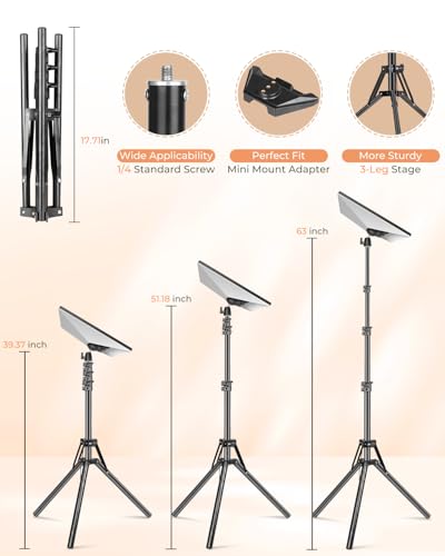 Starlink Mini Tripod Mount with Adapter, 3 Level Adjustable Height and 360° Tilt Compatible with Starlink Mounting Kit, Starlink Mini Mount Adapter with Sturdy& Stability for Outdoor Camping, RV