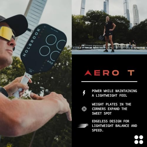 Holbrook Aero Series Carbon Fiber T: Edgeless Pickleball Paddle, USAPA Approved, Carbon Fiber Surface, Foam Polypropylene Core, Widened Sweet Spot, Controlled Touch - 14mm
