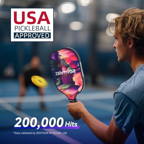 Lightweight Carbon Pickleball Paddles – USAPA Pickle Ball Paddle for Women, Men, Beginners & Intermediates | Gritty Surface, Stylish Design | 16mm Shock-Absorbing Core, Cushioned Grip (Red)
