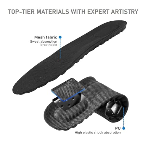 VivoFoot 2 Pair Foam Insoles, 4D Cloud Soles, Anti-Fatigue Pain Relief Work Sports Running Comfort Shoe Inserts, Trim to Fit Replacement Pads for Men Women(Men 7-11,Black)
