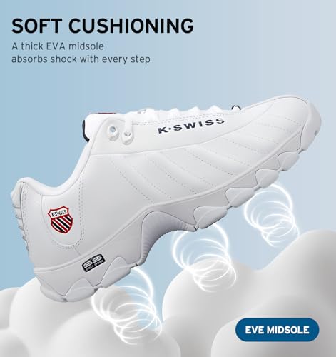 K-Swiss Men's ST329 CMF Sneaker, White/Navy/Red, 10.5 XW