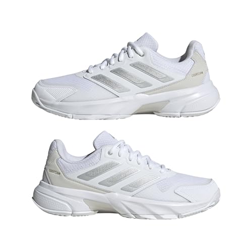 Adidas Women's CourtJam Control 3, White/Silver Metallic/Grey, 11