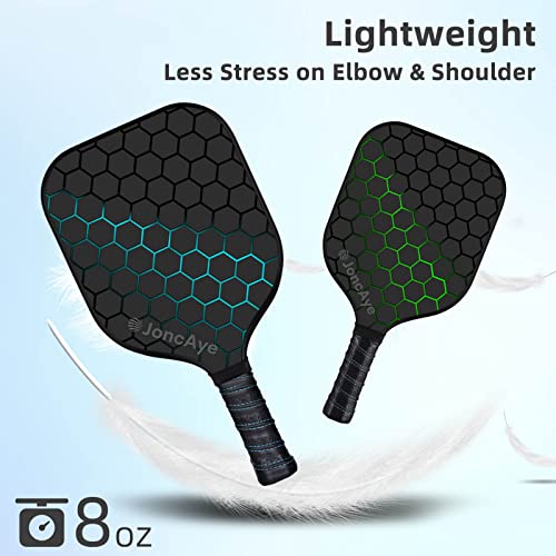 JoncAye Pickle-Ball Racket Set of 2 - Carbon Fiber Paddles for Beginners Intermediate - USAPA Approved Pickleball Gear with 4 Balls, Portable Bag, Overgrip, Comfy Grip for Adults Kids