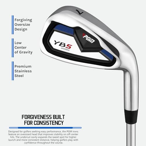 PGM Men's Complete Golf Club Sets - 11 Pieces - 2 Wood (#1,3), 1 Hybrid (#4H), 7 Irons(#5,6,7,8,9,PW,SW), 1 Putter - Golf Stand Bag, Right Handed - Ideal for Beginners