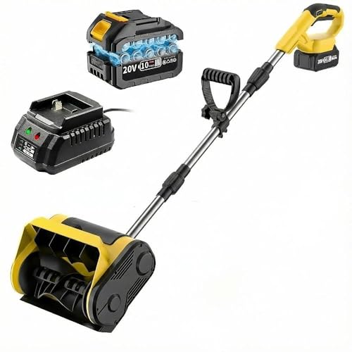 Tegatok Brushless Yellow Cordless Snow Blower and Shovel Set with 1 Battery and Charger,Cordless Snow Removal Equipment, Portable Winter for Driveway, Sidewalk