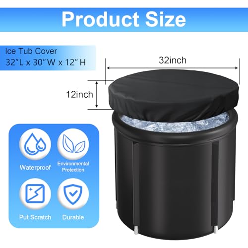 KQSNGB Ice Bath Cover Lid, Cold Plunge Cover for Indoor Outdoor, Made of Oxford Nonwoven Fabric (Black)