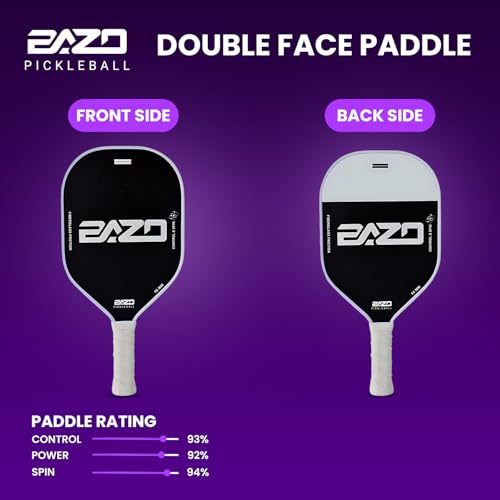 Bazo Pickleball Paddles – Professional Pickleball Paddles 14MM & 16MM Pickleball Paddle with Fiberglass Surface – with Anti-Grip Handle, Edge Shield Black/White/Pink (White, 16 MM)