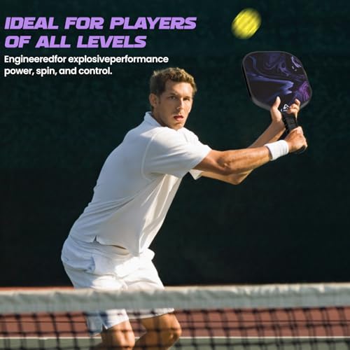 Akiefb Pickleball Paddles, T300 Carbon Fiber Pickleball Paddle with 4 Grip Tapes and a Carry Bag,14mm Polypropylene Honeycomb Core,Ideal Pickleball Training Equipment for Beginners (Starry Sky)
