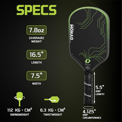 Doluke Pickleball Paddles, Featured with Toray T700 Carbon Fiber Surface and 16mm Gen3 Hybrid Polymer-Foam Core, Designed for Balanced Power and Precise Control, USAP Approved