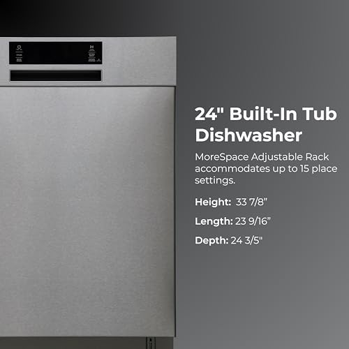 Kenmore 22-14605 24" Built-In Dishwasher - UltraWash Plus, TurboDry, SmartWash & EasyFlex Third Rack - 15 Place Settings - 45 DBA - ENERGY STAR Certified - 24" - Fingerprint Resistant Stainless Steel