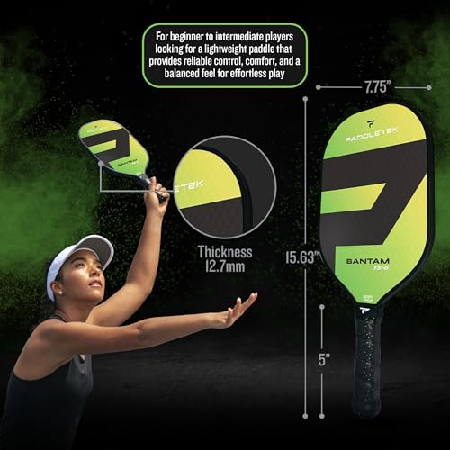Paddletek Bantam TS-5 Pickleball Paddle | Professional Pickleball Paddles with Honeycomb Core, Textured Fiberglass Epoxy Hybrid Surface, Bantam PolyCore & High Tack Performance Grip | USAPA Approved