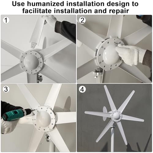 loyliawa Generator Generators for Home Use 800W 12V/24V Wind Turbines Generator, 6-Blade Fan Wind Turbines Generator Kit, Electromagnetic Electricity Producer Equipment White