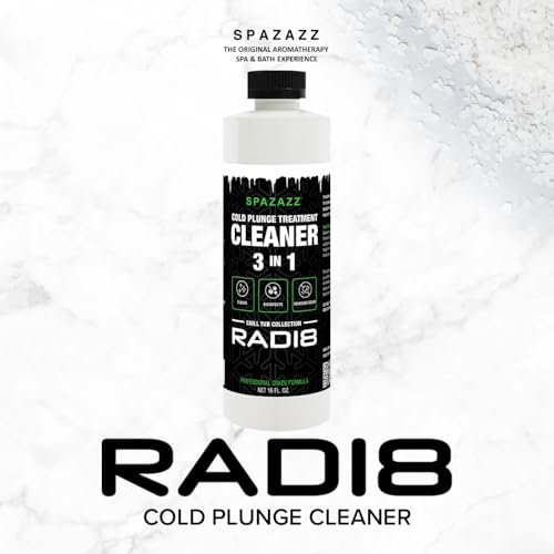 Spazazz Radi8 Cold Plunge Cleaner– 3-in-1 Water Treatment Formula for Ice Bath & Cold Plunge Tubs – Removes Scum, Cleans, Controls Odors – Dye Free & Skin Safe - 16 fl oz Bottle