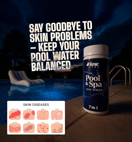 LIME POOL 162 Pcs 7-Way Hot Tub, Spa & Pool Test Strips - Accurate Readings in 15 Seconds