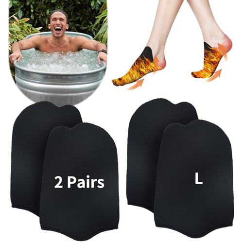 2 Pairs Ice Bath Toe Socks, Cold Plunge Toe Covers, Ice Bath Toe Booties Cold Plunge Toe Booties, Cold Plunge Tub Accessories, Reusable Neoprene Toe Warmers for Cold Plunge at Home L-Black