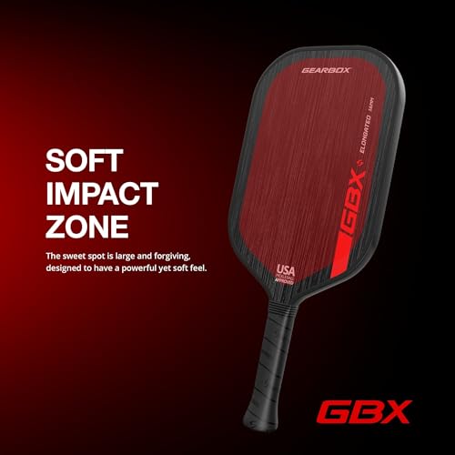 Gearbox GBX 8.0 oz Elongated Pickleball Paddle – Premium T700 Carbon Fiber Face with Hyper Spin & Power1 Technology – Durable 16mm Polypropylene Honeycomb Core – Pro Performance Paddle