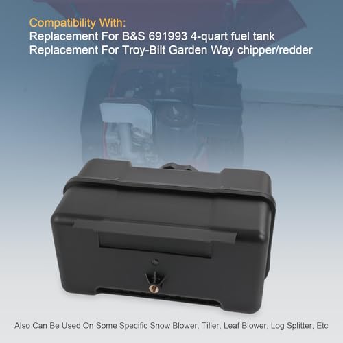 RALBDX 691993 4 Quart Plastic Fuel Tank With Cap & Shut-Off Valve Compatible With Lawn and Garden Equipment Engines,Some Specific Snow Blower,Tiller,Log Splitter Lawnmower Gas Tank For Remote Mounting
