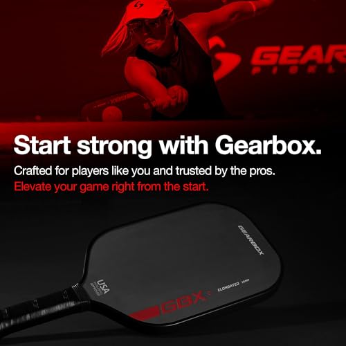 Gearbox GBX 8.0 oz Elongated Pickleball Paddle – Premium T700 Carbon Fiber Face with Hyper Spin & Power1 Technology – Durable 16mm Polypropylene Honeycomb Core – Pro Performance Paddle